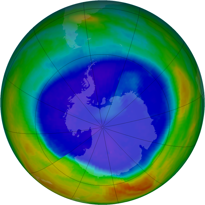 Antarctic ozone map for 09 September 2003
